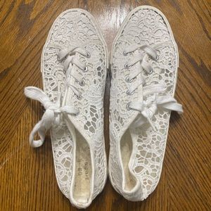 David bridal lace wedding sneakers